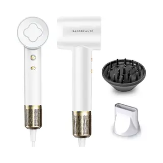 Sansbeauté® EssentiaPRO Föhn - Haardroger Met Diffuser - 2000W - 110.000RPM - 3 Opzetstukken - Coolshot - Classic White