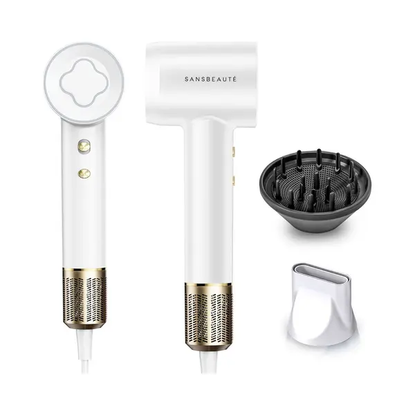 Sansbeauté® EssentiaPRO Föhn - Haardroger Met Diffuser - 2000W - 110.000RPM - 3 Opzetstukken - Coolshot - Classic White thumbnail