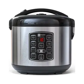 KitchenLove Reiskocher Mit Dampfgarer - 1.8L - Aufwärmfunktion - 3 Bis 8 Personen - Edelstahl -Schwarz