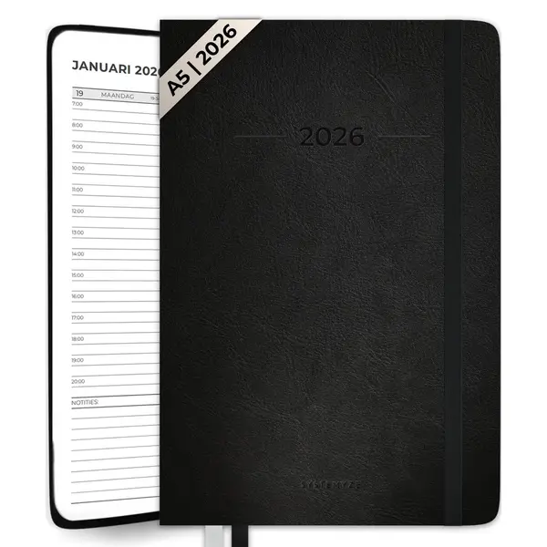 Systemyze Agenda 2026 Volwassenen - Weekkalender - Planner - Incl. Tijdsindeling - A5 Formaat - Zwart thumbnail