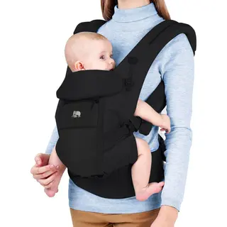 Deryan Ergonomische Draagzak - 4-in-1 Buikdrager - Comfortabel En Ademende Stof - Zwart