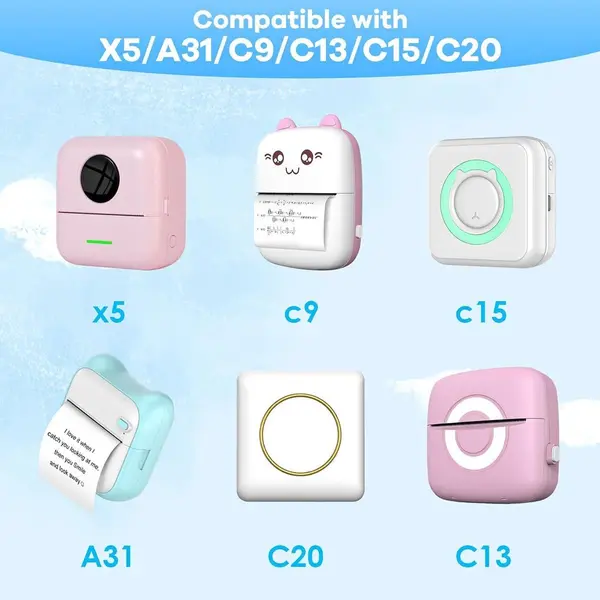 5 Rollen Sticker Pocket Printer Papier - Voor Mini Printer - Thermisch Papier Mini Printer - Navulling Mini Printer - Navulling Pocket Printer thumbnail