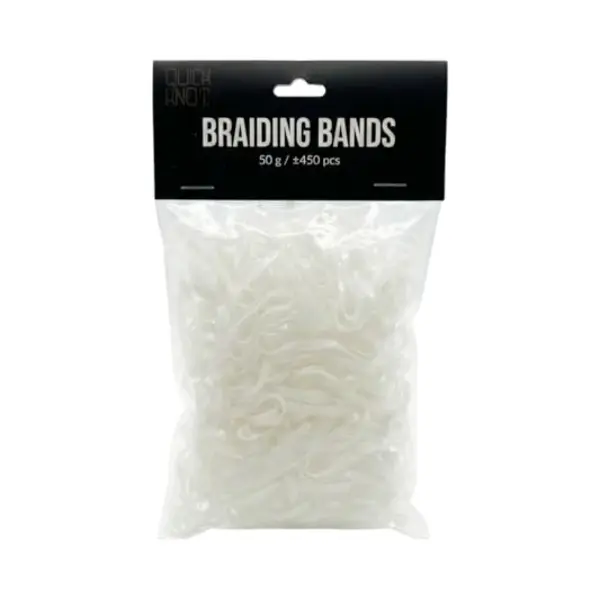 Quick Knot® Braiding Bands | Wide Mane Rubber Bands For Horses | 450 Pieces | Extra Strong Braiding Elastics For Horses (White) thumbnail