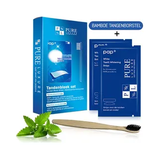 Pure Luxure Transparante Teeth Whitening Strips 14 Paar/28 Stuks - Inclusief Bamboe Tandenborstel - Whitestrips - Tanden Bleekstrips - Whitening Kit - Tanden