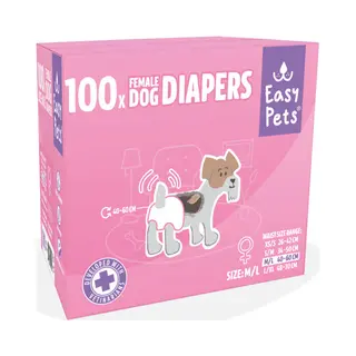 Easypets Dog Diapers Female - Hondenluiers Teef - M/L - 100 Stuks - Loopsheidbroekje - Voordeelverpakking