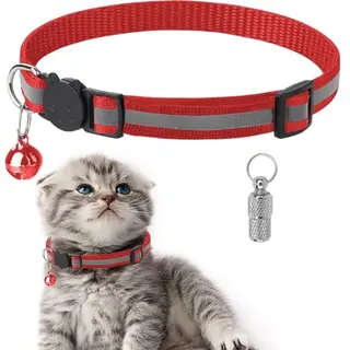 Lunspets – Reflecterende Kattenhalsband Met Veiligheidssluiting En Adreskoker – Rood