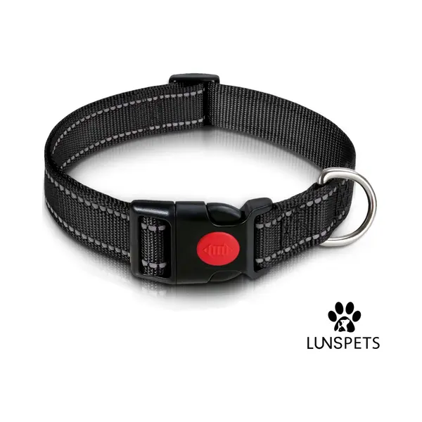 Lunspets - Hondenhalsband - Reflecterend - Zwart - Oersterk - Maat L thumbnail