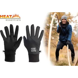Heat Essentials - Sport Handschoenen Met Grip - Zwart - L/Xl - Unisex - Thermo Handschoenen Heren - Handschoenen Dames - Voetbal Handschoenen