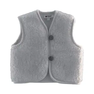 Wollies Amsterdam - Wollen Kinder Vest - 100% Merino Wol - 74-80 - Lichtgrijs