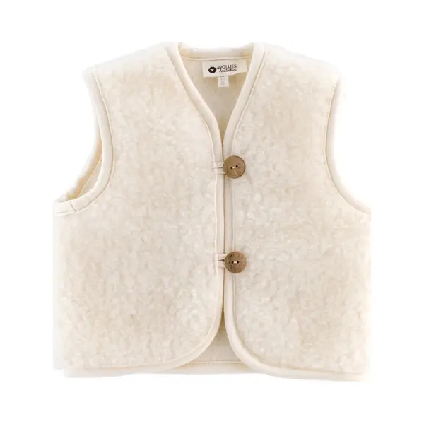 Wollies Amsterdam - Wollen Kinder Vest - 100% Merino Wol - 116-122 - Wit thumbnail