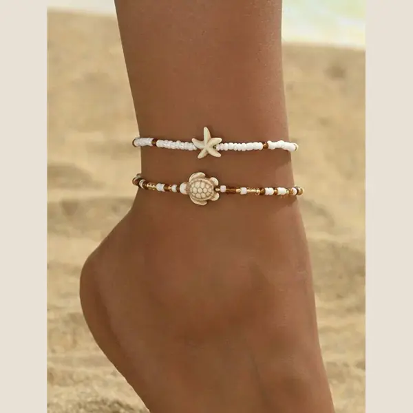 Savvy the label Enkelsieraad - Enkelbandje - Enkelband - Anklet Bracelet - Minimalistisch Enkelbandje - Dubbel Enkelbandje - Enkelbandje Met Kralen - Trendy thumbnail