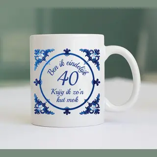 Hospitrix Kut Mok - Eindelijk 40 Jaar - Grappige Mok - Cadeau Verjaardag - Cadeau Mok