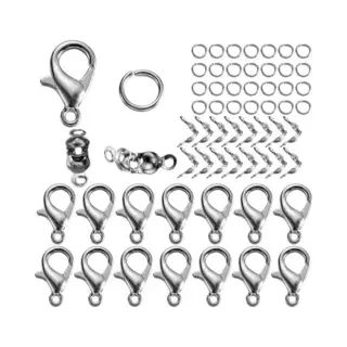 Karabijnsluitingen, Ringetjes & Connector Sluitingen - Sieraden Maken Set - 80 Stuks - Zilverkleurig - Kasey