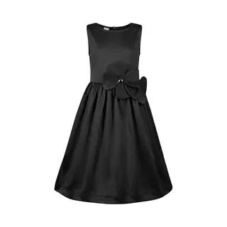 La V Elegante Feestelijke Jurk Met Handgemaakte Bloemen Op De Taille Zwart 146
