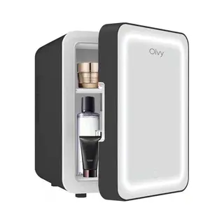 Olvy Kosmetik Kühlschrank 4 Liter, Tragbarer Mini Kühlschrank Mit Led Spiegel, Klein Skincare Fridge, Kühl Und Heiß Für Zimmer, Schwarz