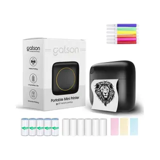 Gatson Mini Printer - Pocket Printer - Draadloos Met 14 Rollen Papier En 5 Kleurpennen