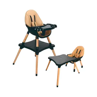 ComfyKidz® 5-in-1 Meegroeistoel Met Speeltafel | Houten Eetstoel Baby & Peuterstoel | Bpa-vrij | Zwart | 6 Maanden Tot 6 Jaar