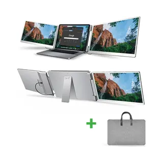 Portable Monitor 2x 15, 6 Inch Full Hd - Tri Screen Laptop Scherm Uitbreider - Extra Scherm Laptop - Draagbare Monitor - Plug & Play - Solvify