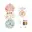 beige, blauw, roze, wit