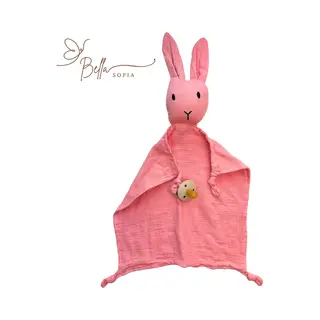 Bella Sofia® - Soof Het Knuffelkonijn – Knuffeldoekje Roze – Biologisch Katoenen Hydrofiel Speendoekje – Perfect Kraamcadeau – Babyshower