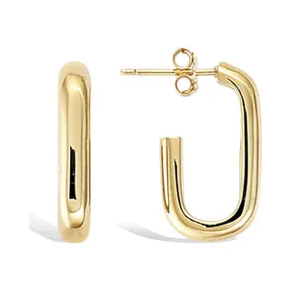 Chival 18K Goud Vergulde Oorbellen – Open Oval – Tijdloos, Minimalistisch, Hypoallergeen, Modern, Tijdloos, Elegant, Cadeau Voor Haar, Luxe,