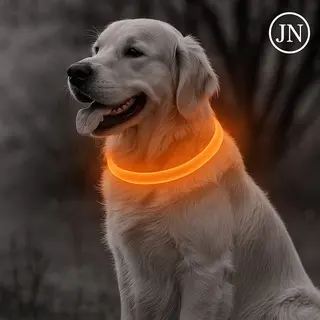Jn Led Halsband Hond – Usb Oplaadbaar – 70 Cm – Oranje – Lichtgevend – Veilig In Het Donker – Verstelbaar