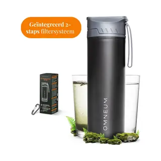 Omneum® Waterfilter Drinkfles – Bpa-vrij Waterzuiveringsapparaat (1500 L) Met Geïntegreerd Filter – Voor Noodsituatie & Noodpakket – Direct