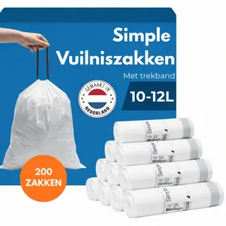 Simple Vuilniszakken 10-12 Liter - 10 Rollen X 20 Stuks - Geschikt Voor Code X Brabantia - Brabantia Vuilniszakken X - 10-12L - Afvalzakken 10 Liter -