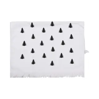 Clayre & Eef Gastendoekje 40x66 Cm Wit Zwart Katoen Kerstbomen