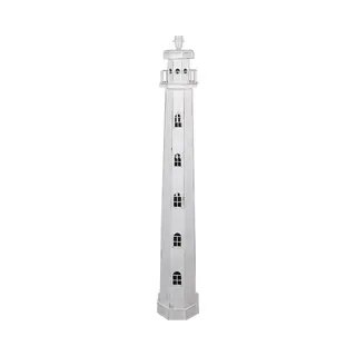 Clayre & Eef Vloerlamp Vuurtoren 23x23x140 Cm Wit Hout