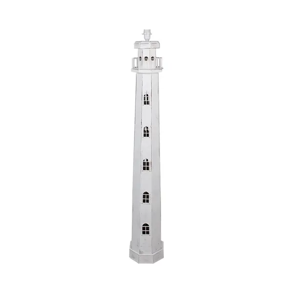 Clayre & Eef Vloerlamp Vuurtoren 23x23x140 Cm Wit Hout thumbnail