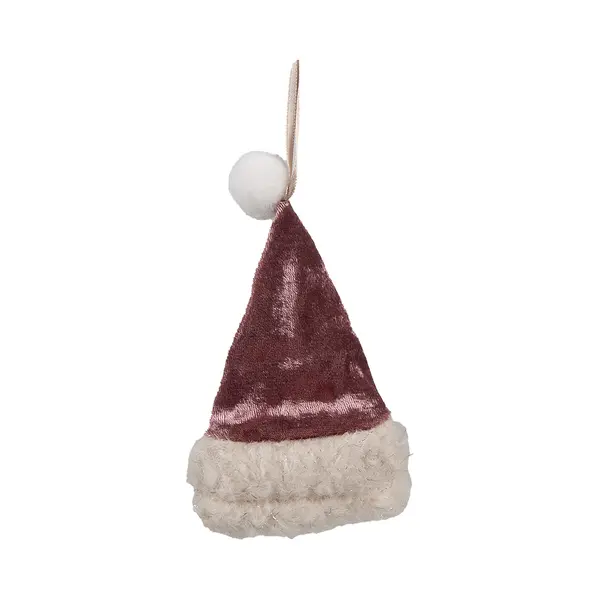 Clayre & Eef Kersthanger Kerstmuts 13 Cm Roze Synthetisch thumbnail