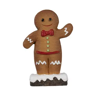 Clayre & Eef Kerstdecoratie Gingerbread Man 10x5x15 Cm Bruin Keramiek
