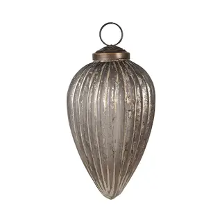 Clayre & Eef Kerstbal Overig Ø 7x11 Cm Grijs Goudkleurig Glas Kerstballen