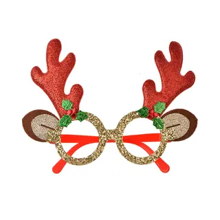 Clayre & Eef Kerstbril 19x3x15 Cm Rood Goudkleurig Kunststof