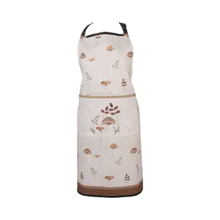 Clayre & Eef Keukenschort Overig 70x85 Cm Beige Katoen Paddenstoelen Herfst Decoratie