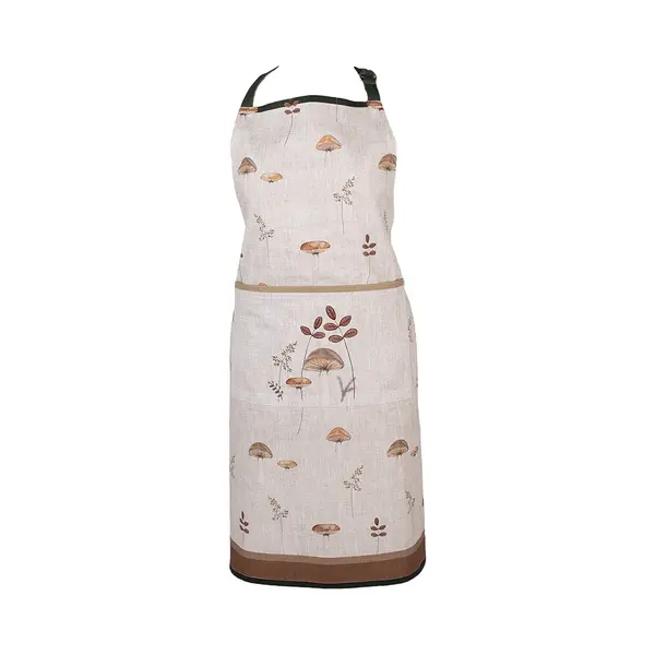 Clayre & Eef Keukenschort Overig 70x85 Cm Beige Katoen Paddenstoelen Herfst Decoratie thumbnail