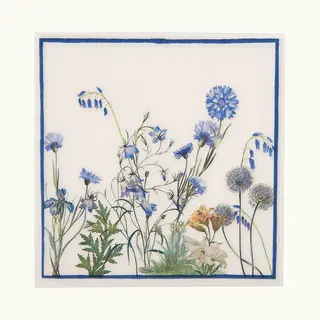 Clayre & Eef Servetten Papier Set Van 20 33x33 Cm Wit Blauw Papier Bloemen