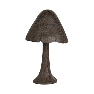 Clayre & Eef Decoratie Beeld Paddenstoel 7x7x13 Cm Bruin Metaal Herfst Decoratie