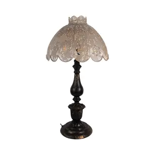 Clayre & Eef Tafellamp Ø 41x75 Cm Zwart Grijs Metaal