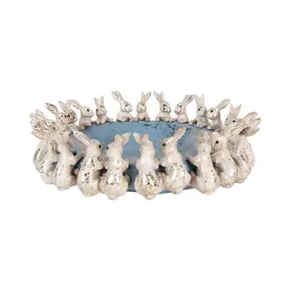Clayre & Eef Decoratie Schaal Konijnen Ø 23x7 Cm Beige Kunststof