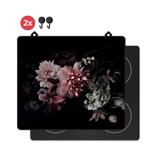 KitchyMist Inductie Beschermer 60x52 Cm - Bloemen - Kookplaat Beschermer - Afdekplaat Voor Kookplaat - Inductie Mat - Spatscherm Achterwand Keuken