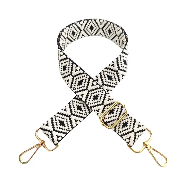 Bag Strap / Tas Riem Boho | Zwart/Wit | 130 Cm X 3, 8 Cm | Tashengsel / Schouderriem | Fashion Favorite thumbnail