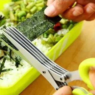 *** Kruidenschaar - Rvs - Groen - 5 Bladen Kruidenschaar - Rvs - Groen - 5 Bladen - Voor Perfect Geknipte Kruiden - Koken Keuken Van Heble®***