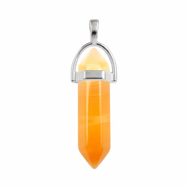 Bixorp Gems Oranje Botswana Agaat Hanger Aan Faux Leren Koord - Edelsteen Ketting - Edelstenen Staafje Met Stainless Steel Omhuizing - 45/50cm thumbnail
