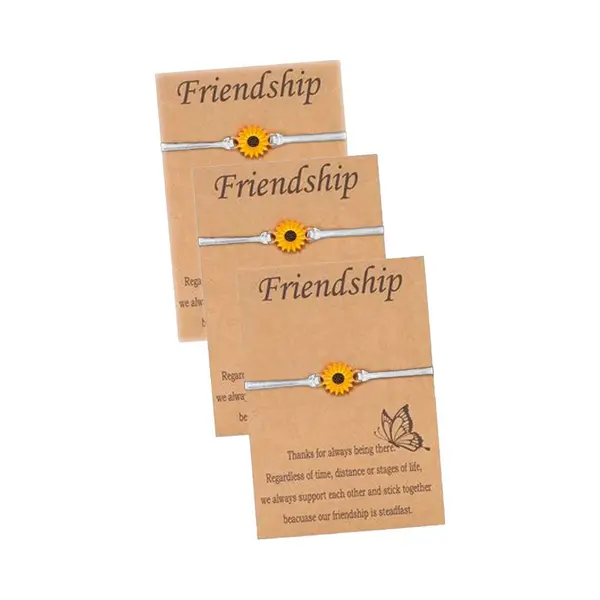 Bixorp Friends Vriendschapsarmbandjes Voor 3 Met Zonnebloem Wit Bandje - Bff Armband Meisjes - Best Friends Armband Vriendschap Cadeau Voor Drie thumbnail