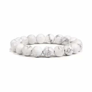Bixorp Gems Howliet Edelsteen Armband 10mm - Natuursteen Kralenarmband - Spiritueel Cadeau - 18cm