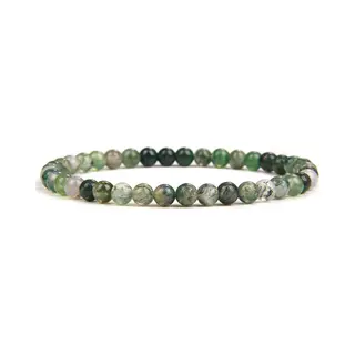 Bixorp Gems Mos Agaat Edelsteen Armband 4mm - Edelstenen Kralenarmband - Spiritueel Cadeau - 18cm