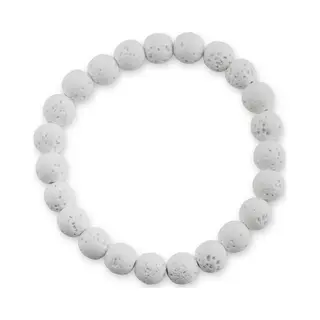 Bixorp Gems Witte Lavasteen Edelstenen Armband 8mm - Edelsteen Kralenarmband - Gebleekt - Spiritueel Cadeau - 18cm