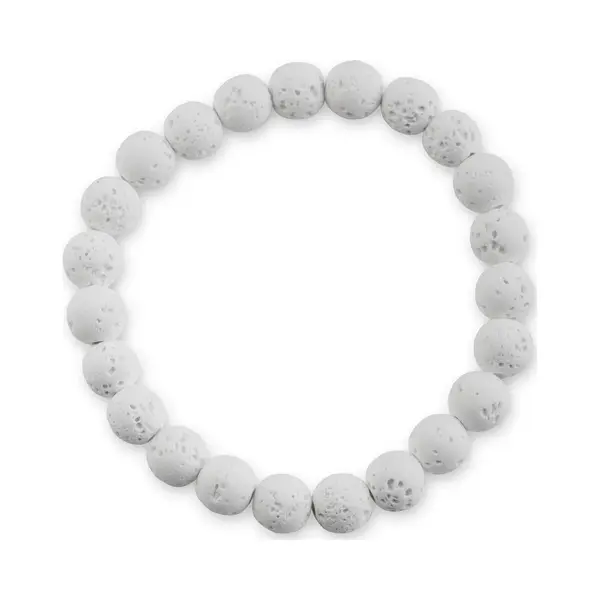 Bixorp Gems Witte Lavasteen Edelstenen Armband 8mm - Edelsteen Kralenarmband - Gebleekt - Spiritueel Cadeau - 18cm thumbnail